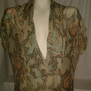 Mary Ann Restivo Low Cut V Neck Top Size 8